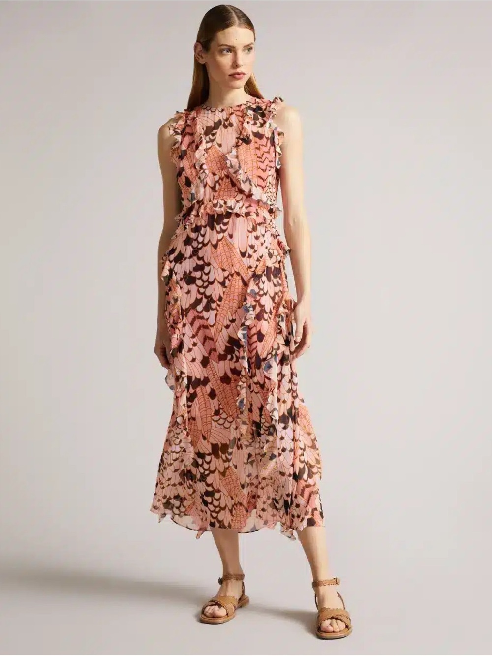 TED BAKER Sleeveless Printed KAYLEIH MIDI DRESS Size 3